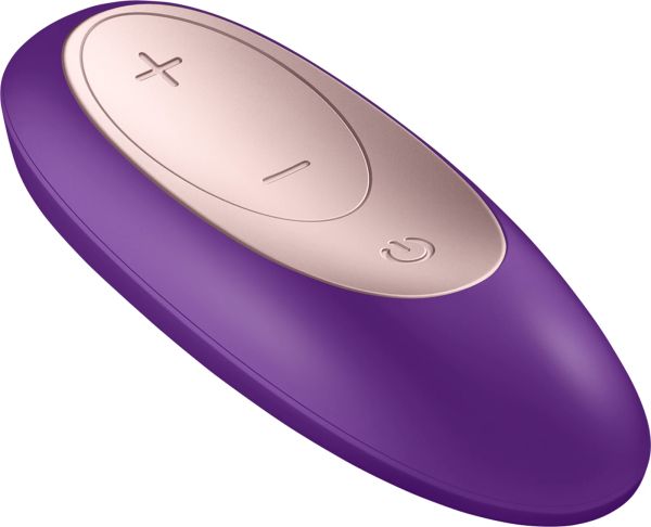 Satisfyer Double Plus Remote Couples Vibrator, Purple/Gold, 9 cm