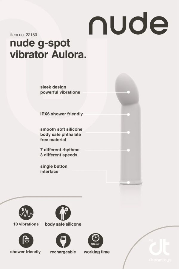 Dream Toys NUDE Aulora Travel G-Spot вибратор, Grey, 14 см