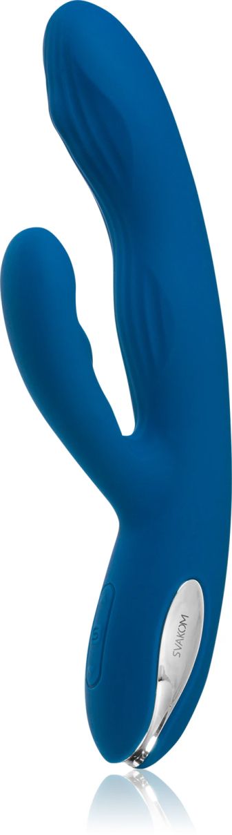 Svakom Aylin Powerful Pulsating Dual-Headed вибратор със стимулиране на клитора, Blue, 21.5 см