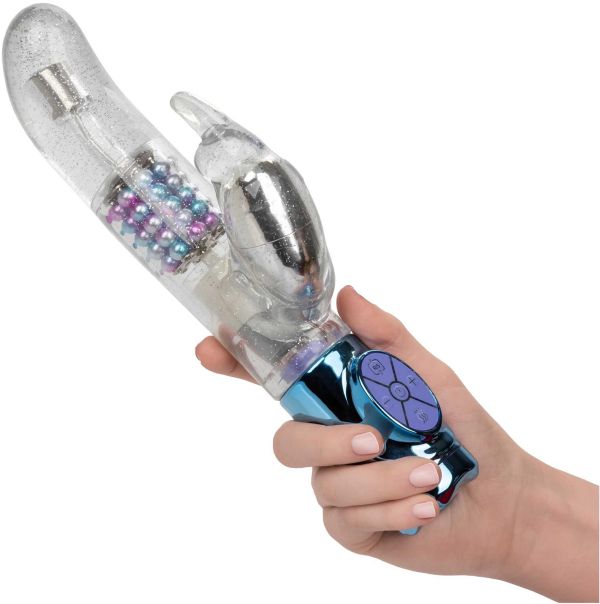 California Exotic Party in my pants Jack Rabbit Clitoral Stimulation Vibrator, Blue/Transparent, 25.3 cm