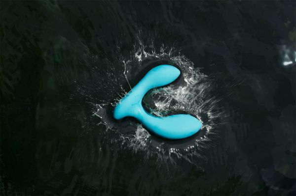 LELO Hugo Prostate Massager вибриращ анален стимулатор за простата, Ocean Blue/Gold, 11.5 см
