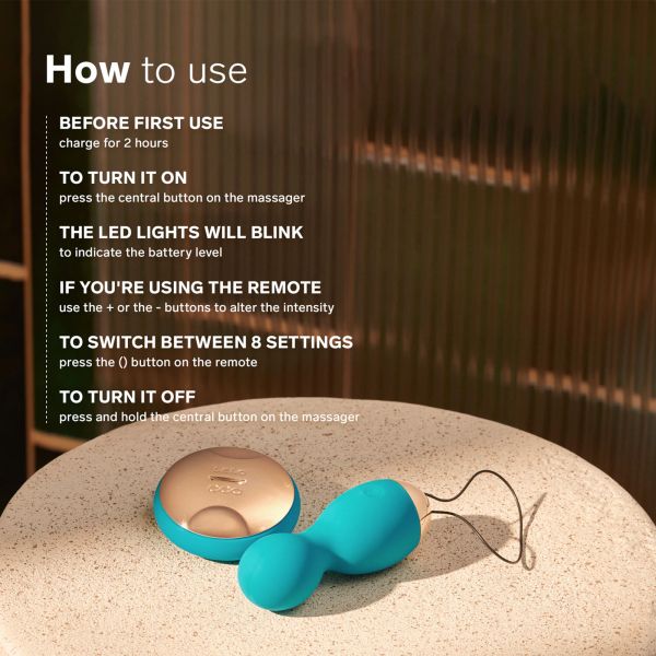 LELO Hula Beads вибриращи вагинални топки, Ocean Blue/Gold, 10 см
