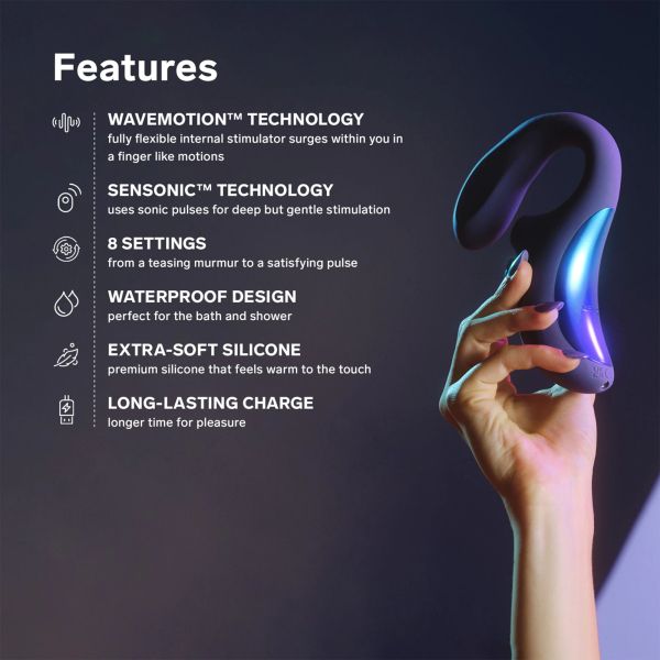 LELO Enigma Wave Dual Stimulation вибратор със стимулиране на клитора, Black, 18.2 см