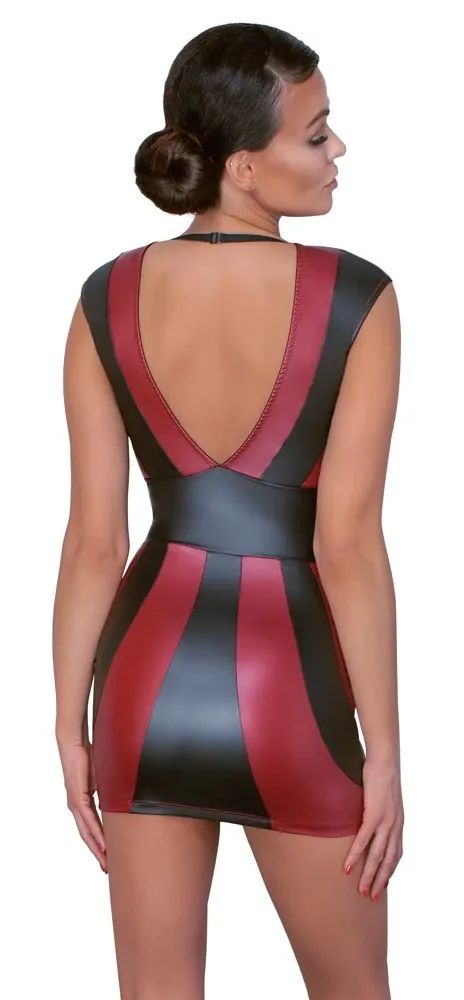 Cottelli PARTY Red & Black Striped Mini Dress with Deep V-Neckline S/M