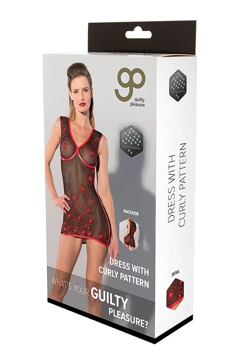 Guilty Pleasure прозрачна Datex мини рокля с червен къдровиден принт S/M