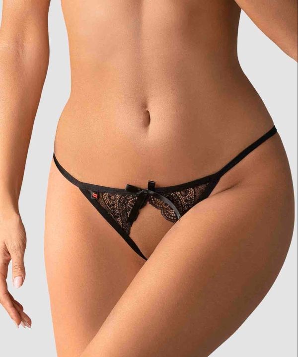Obsessive Miamor Black Lace Open-Crotch Panties S/M