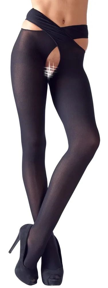 Cottelli LEGWEAR Black 70 Denier Stockings with Cross-Over Hip Straps S/M
