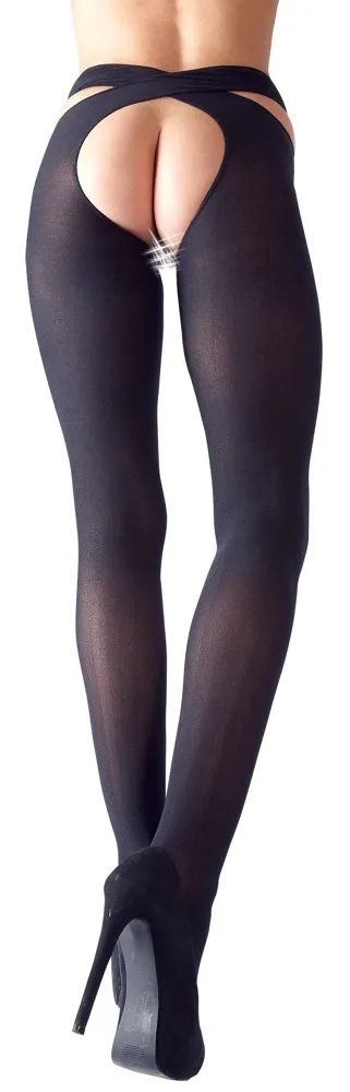 Cottelli LEGWEAR Black 70 Denier Stockings with Cross-Over Hip Straps S/M