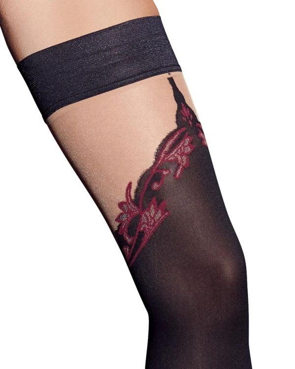 Cottelli LEGWEAR черни самозадържащи чорапи 70 DEN с overknee ефект и заден шев S/M