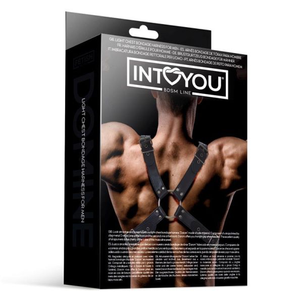 IntoYou BDSM Line Darom Black Men's Vegan Leather BDSM Harness with O-Rings