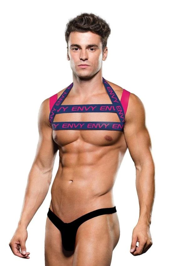 Envy Menswear Logo Harness синьо-розов мъжки гръден харнес с лого S/XL