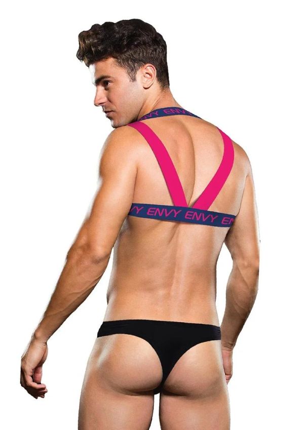 Envy Menswear Logo Harness синьо-розов мъжки гръден харнес с лого S/XL