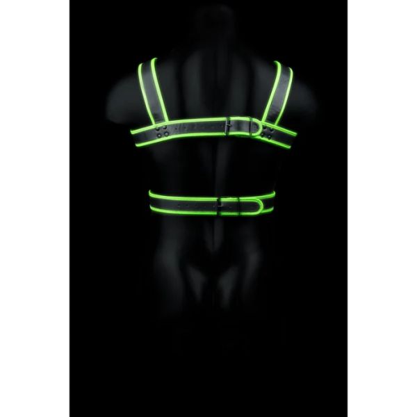 Ouch! Glow in the Dark Black Men's PU Leather BDSM Body Harness S/XL