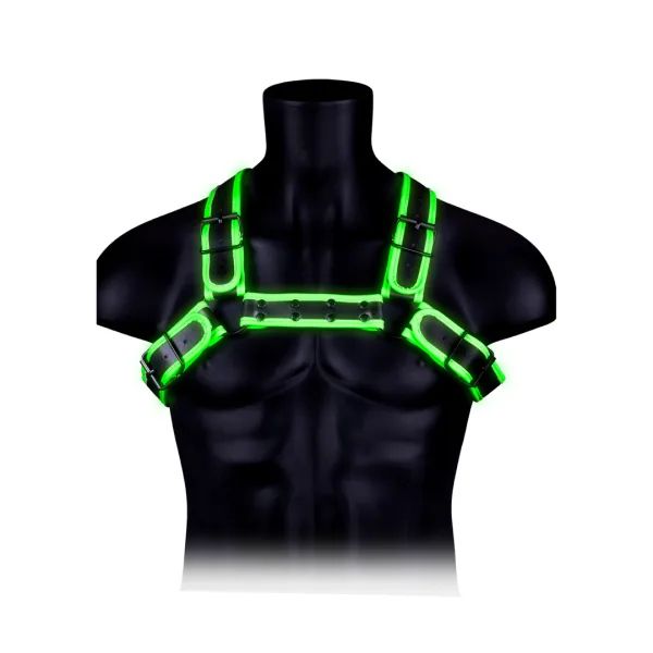 Ouch! Buckle Bulldog Glow in the Dark Black Men's BDSM Harness S/XL