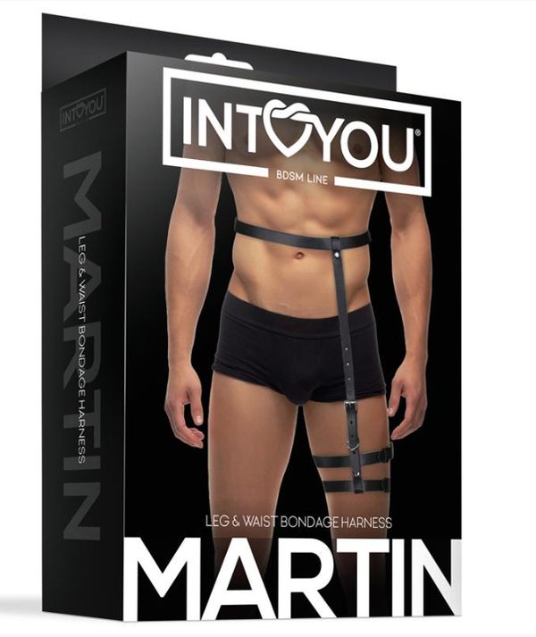 IntoYou BDSM Line Martin черен мъжки BDSM харнес за талия и бедро