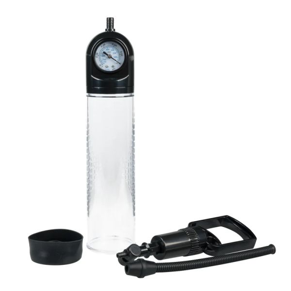 Essentials Penis Pump 31 cm Clear Vacuum Penis Pump with Pressure Gauge