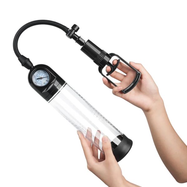Essentials Penis Pump 31 cm Clear Vacuum Penis Pump with Pressure Gauge