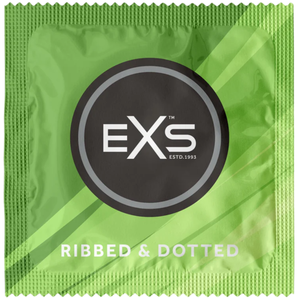 EXS Ribbed & Dotted Textured Natural Latex Condom 56 mm