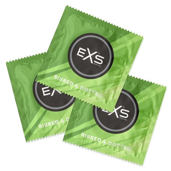 EXS Ribbed & Dotted Textured Natural Latex Condom 56 mm
