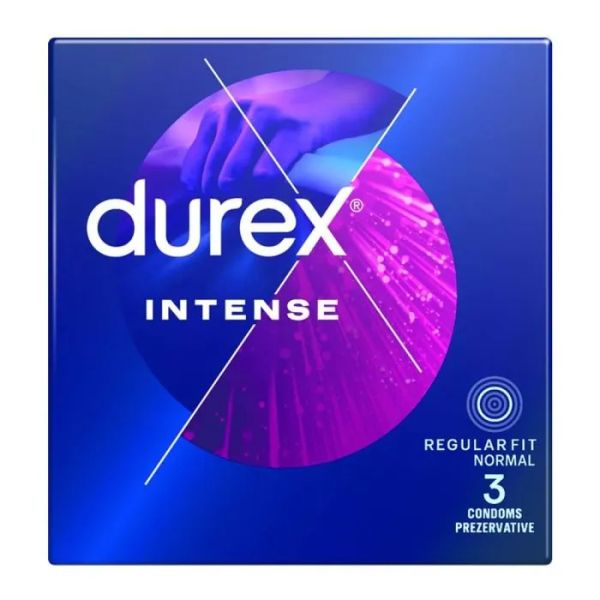 Durex Intense Ribbed & Dotted Condoms with Desirex™ Stimulating Gel 56 mm – Pack of 3