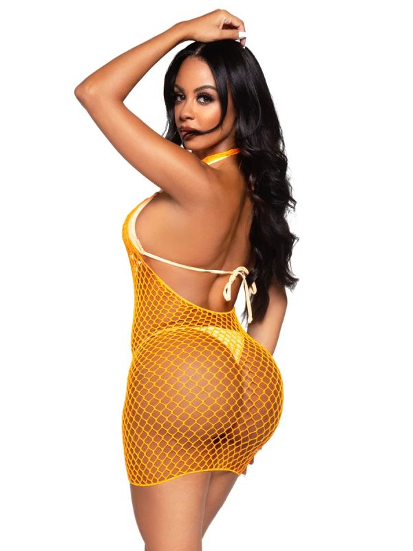 Leg Avenue Summer Dreamz Neon Orange Net Mini Dress