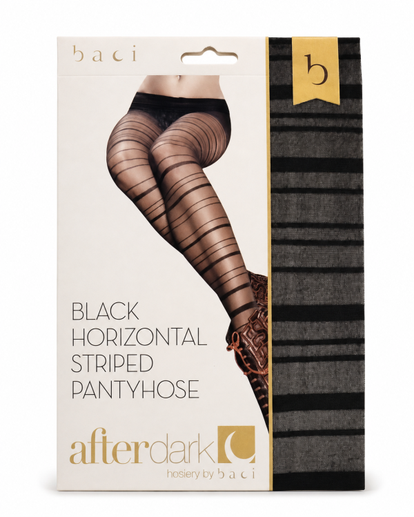 Baci After Dark Black Sheer Horizontal Striped Pantyhose