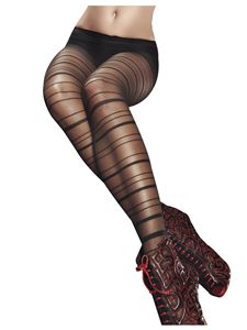 Baci After Dark Black Sheer Horizontal Striped Pantyhose