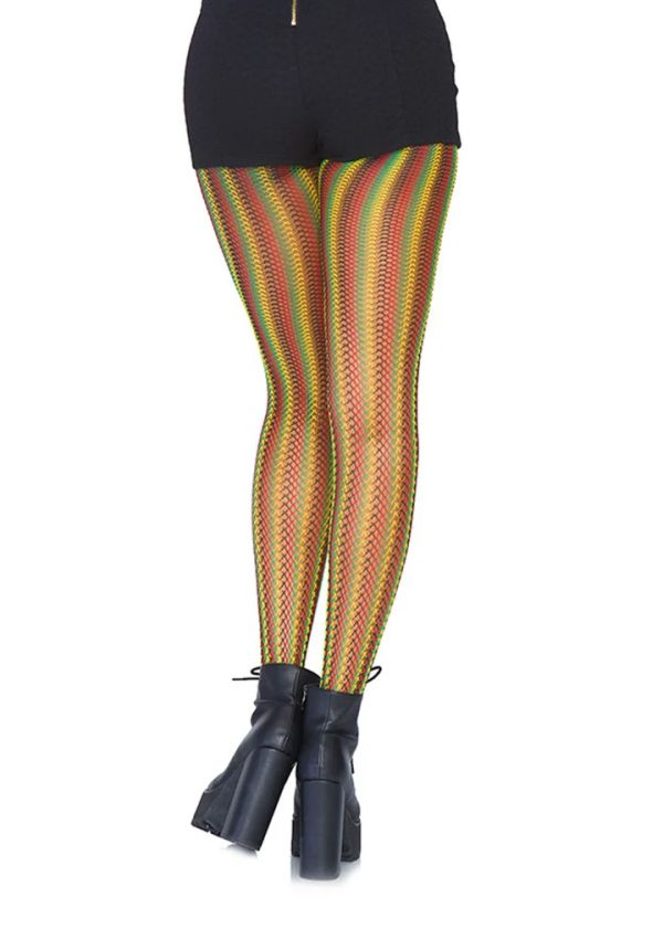 Leg Avenue многоцветен мрежест чорапогащник с Rasta райета