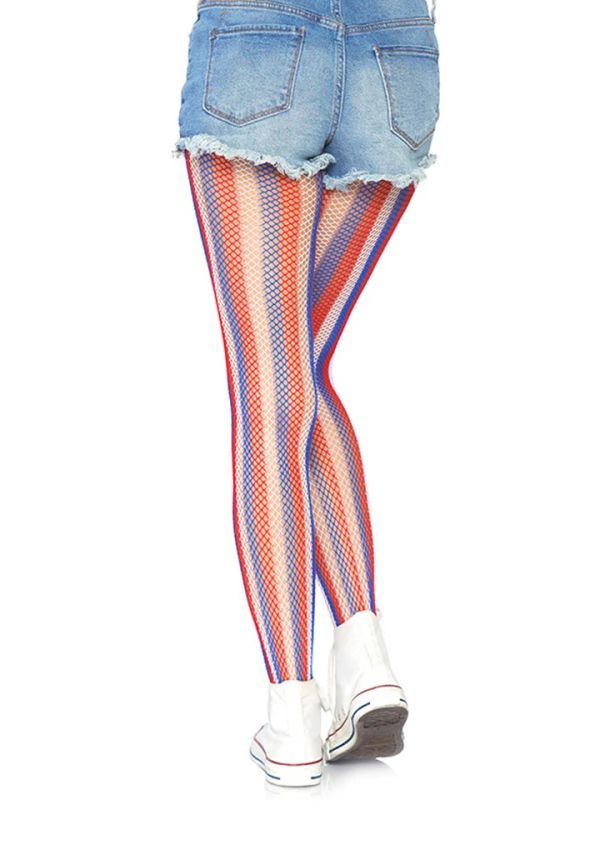 Leg Avenue Americana многоцветен мрежест чорапогащник с райета