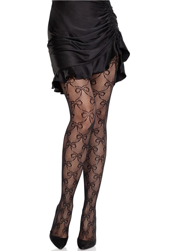 Leg Avenue Black Bow Net Tights