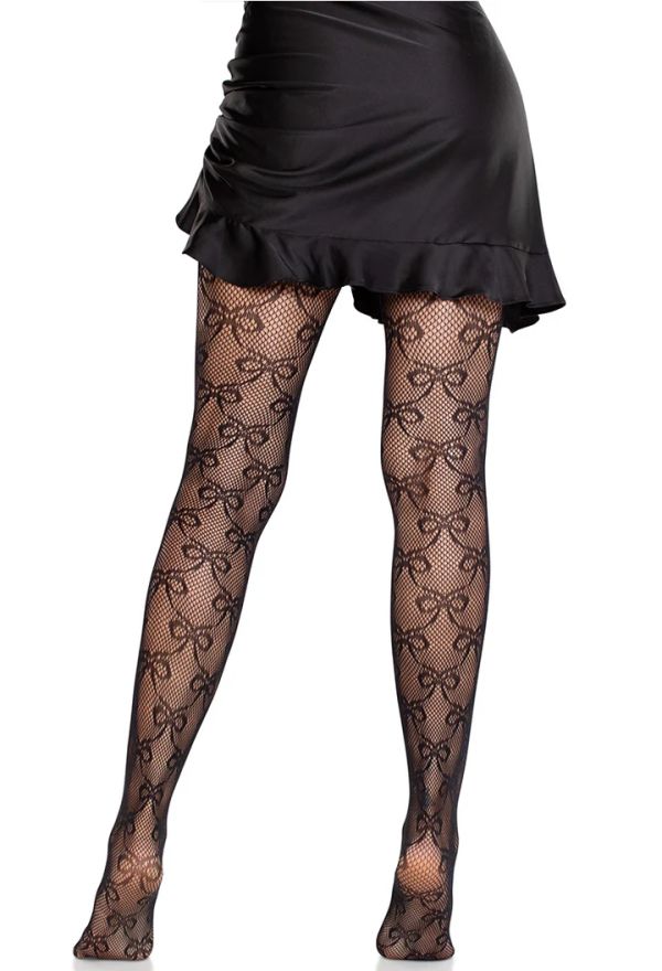 Leg Avenue Black Bow Net Tights