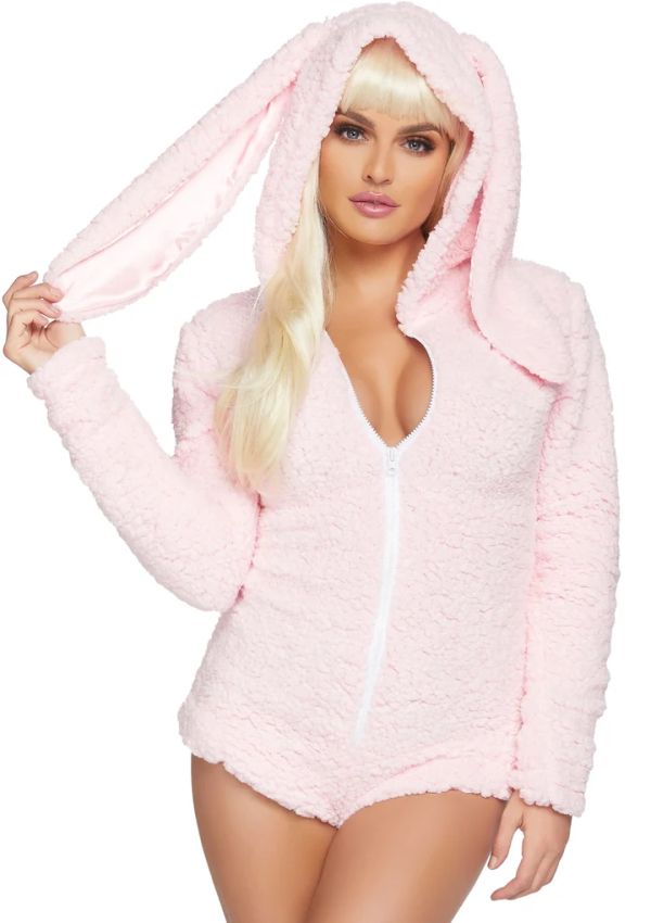 Leg Avenue Cuddle Bunny Pink Fuzzy Bunny Romper S/M