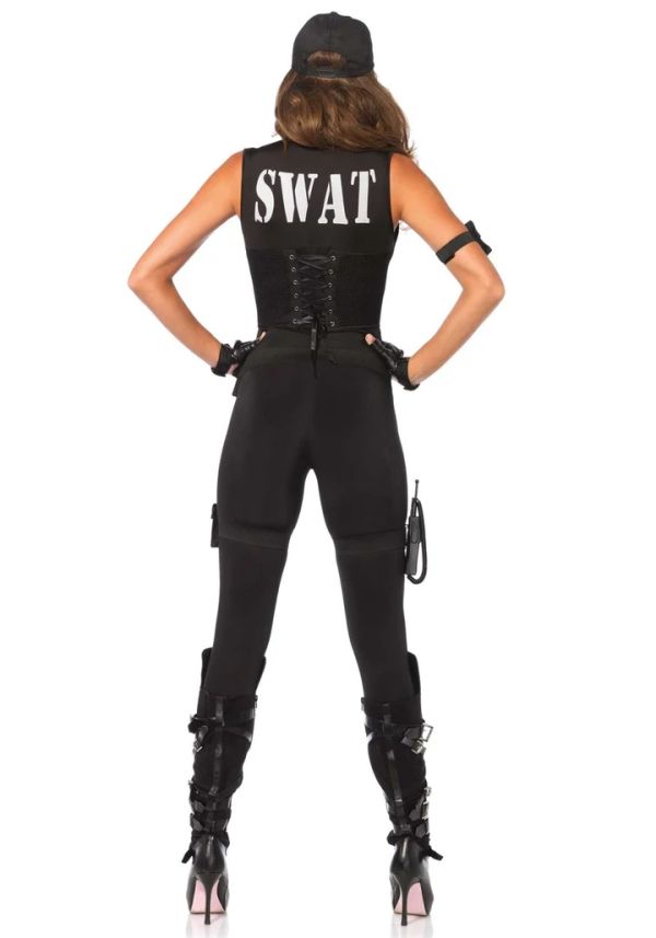 Leg Avenue Deluxe SWAT Commander Black Catsuit Costume with Accessories S/M