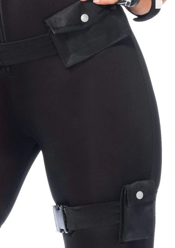 Leg Avenue Deluxe SWAT Commander Black Catsuit Costume with Accessories S/M