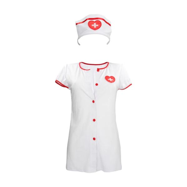 S-Line by Shots White Nurse Costume with Mini Dress and Headpiece S/M
