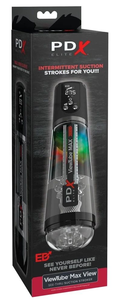 PDX Elite ViewTube Max View автоматичен мастурбатор с вакуум и LED – черен