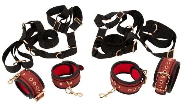 Bad Kitty Bed & Door Restraint Set for 4-Point Bondage – Black & Red