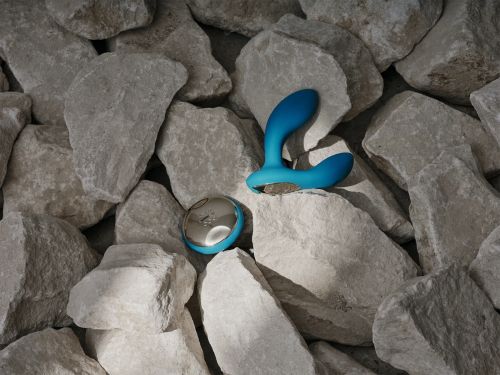 LELO Hugo Prostate Massager вибриращ анален стимулатор за простата, Ocean Blue/Gold, 11.5 см
