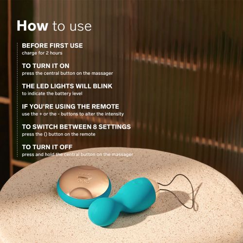 LELO Hula Beads вибриращи вагинални топки, Ocean Blue/Gold, 10 см