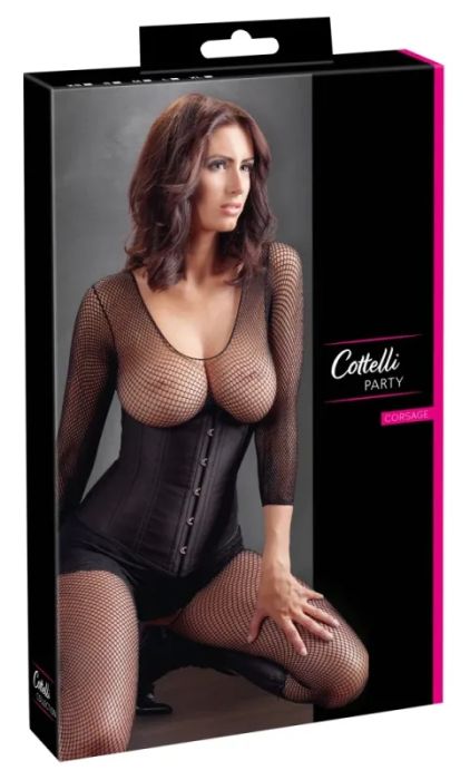 Cottelli PARTY Black Open-Bust Corsage with Back Lacing S/M