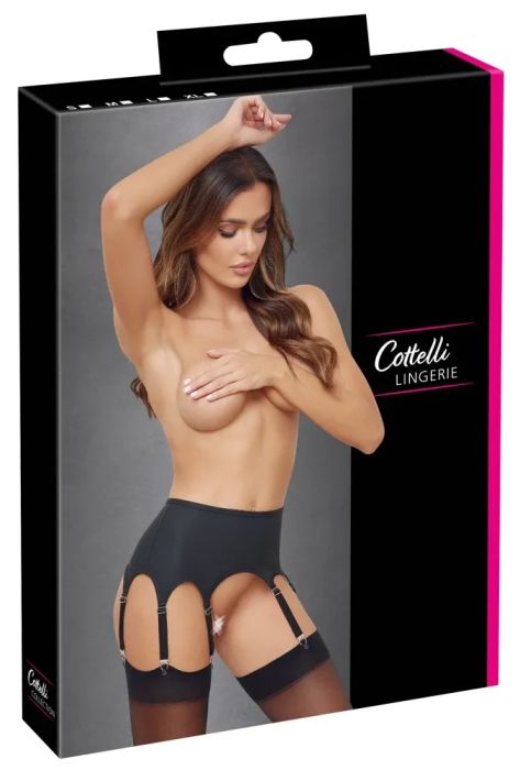 Cottelli LINGERIE Black High-Waist Matte Suspender Belt S/M