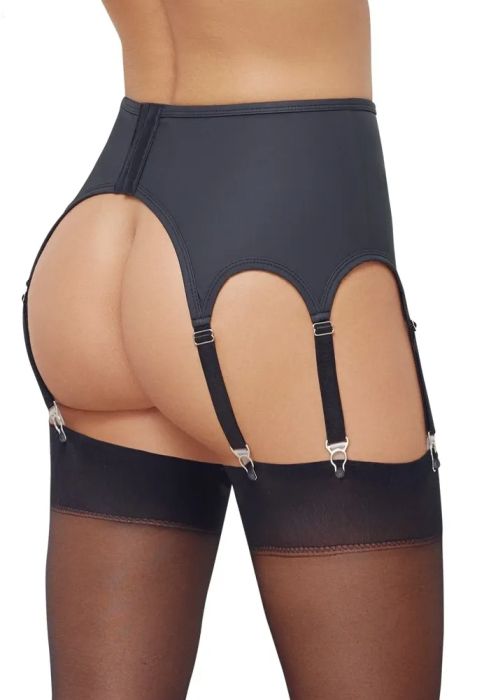 Cottelli LINGERIE Black High-Waist Matte Suspender Belt S/M