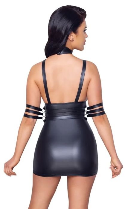 Cottelli BONDAGE Black Matte Mini Dress with Belt & Adjustable Restraints S/M