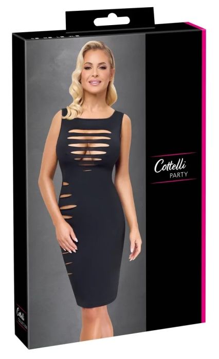 Cottelli PARTY Черна рокля до коляното с Cut-out детайли S/M