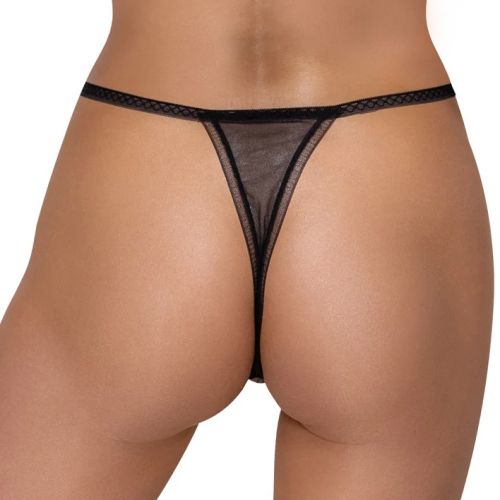 Cottelli Lingerie Luxury Edition черни прашки с отворено дъно, бродирана лилия и перли S/M
