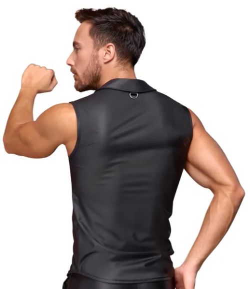 NEK Black Men's Sleeveless Matte-Look Shirt with Press Studs and D-Rings S/XL