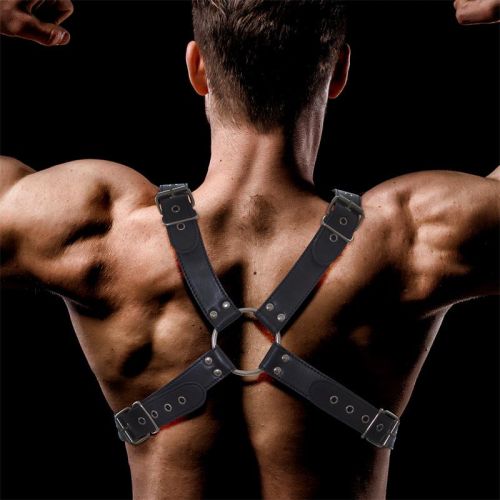 IntoYou BDSM Line Darom Black Men's Vegan Leather BDSM Harness with O-Rings