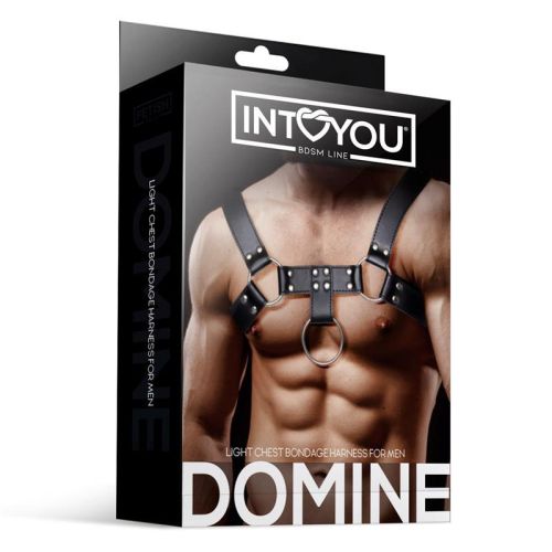 IntoYou BDSM Line Domine Black Men's Vegan Leather BDSM Harness with 6 Metal Rings