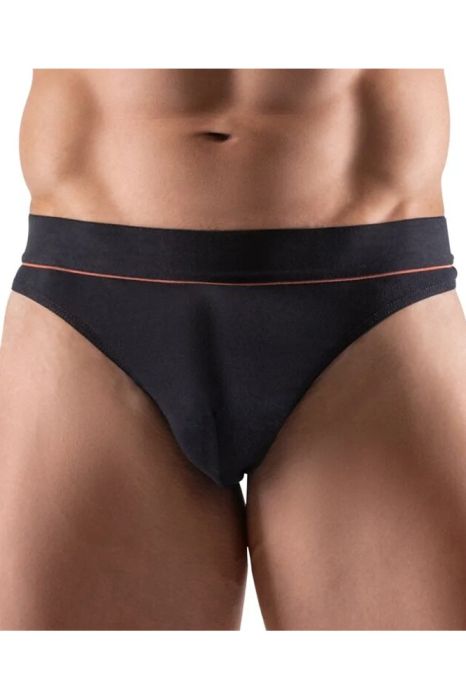 Svenjoyment черен мъжки стринг от органичен памук с червена лента S/XL