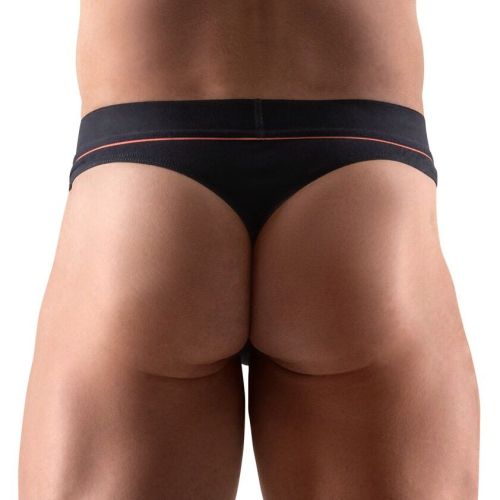 Svenjoyment Black Men's Organic Cotton Thong with Red Stripe S/XL